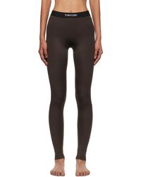 Tom Ford - Legging Brun En Jersey Lustré À Logo - Lyst