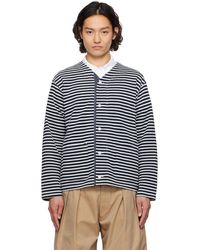 Engineered Garments - ホワイト＆ネイビー Pc Stripe Jersey ニットカーディガン - Lyst