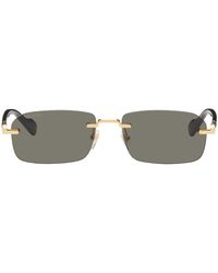 Gucci - Black & Gold Rimless Sunglasses - Lyst