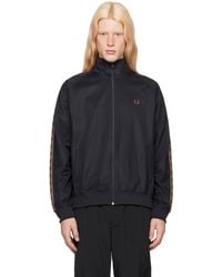 Fred Perry - Navy Contrast Tape Track Jacket - Lyst