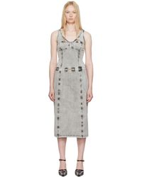 DIESEL - Robe Midi Inny Grise À Motif Trompe L'Œil De Style Denim - Lyst
