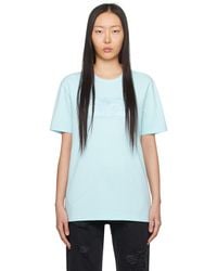 Versace - ブルー ロゴ刺繍 Tシャツ - Lyst