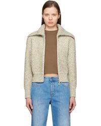 Ferragamo - Off- Mouliné Cotton Diagonal Rib Sweater - Lyst