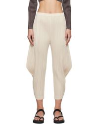Pleats Please Issey Miyake - Off-white Thicker Bottoms 1 Trousers - Lyst