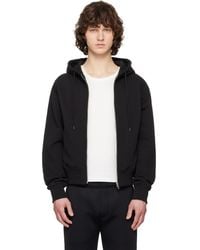 Entire studios - Pull À Capuche Ajusté Noir À Glissière - Lyst