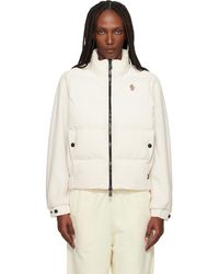 Moncler - Blouson Maglia Blanc Cassé Rembourré En Duvet - Lyst