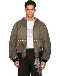 we11done - Studded Hooded Bomber Jacket - Lyst