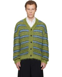 Marni - Fuzzy Wuzzy Stripe V-Neck Cardigan - Lyst