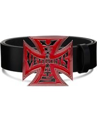 Vetements - Ceinture Motard Noire À Croix À Logos - Lyst
