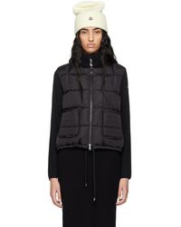 Moncler - Cardigan noir rembourré en duvet à panneaux - Lyst