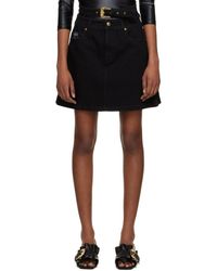 Versace - Black Baroque Buckle Denim Miniskirt - Lyst