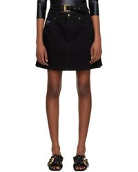 Versace Jeans Couture - Mini-jupe noire en denim à boucle à motif baroque - Lyst
