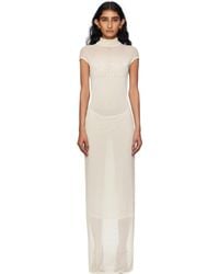 Jean Paul Gaultier - Robe Longue Blanc Cassé À Mancherons Et À Garnitures Floquées - Lyst