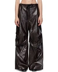MM6 by Maison Margiela - Burgundy Draped Faux-Leather Trousers - Lyst