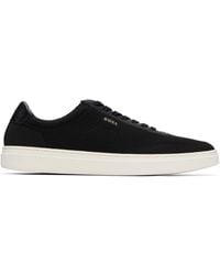 BOSS - Lace-Up Leather Trim Knitted Sneakers - Lyst