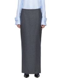 Thom Browne - Solid Wool Flannel Pencil Maxi Skirt - Lyst