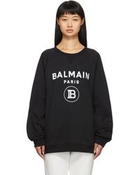 Balmain Pull molletonne a logo floque noir