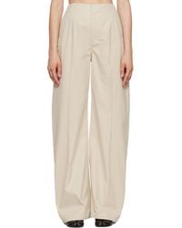 MM6 by Maison Margiela - Off- Light Cotton Twill Wide-Leg Trousers - Lyst