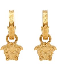 Versace - Boucles d'oreilles dorées à méduse et à motif à clé grecque - Lyst