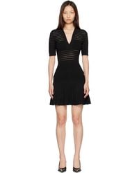 Balmain - V-Neck Knit Flare Minidress - Lyst