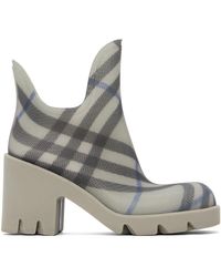Burberry - Bottes de pluie marsh grises en caoutchouc à talon bottier - Lyst