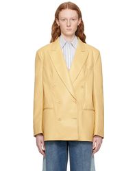 Stella McCartney - Yellow Oversized Faux-leather Blazer - Lyst