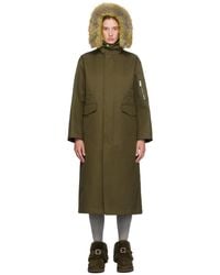Burberry - Manteau kaki à capuche à garniture en fourrure synthétique - Lyst