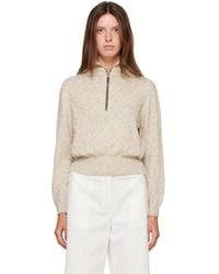Cordera - Off- Flecked Cotton Zip-Up Sweater - Lyst