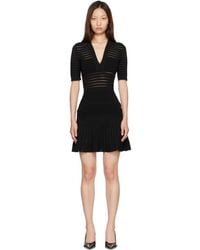 Balmain - V-Neck Knit Flare Minidress - Lyst