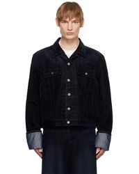 WOOYOUNGMI - Blouson Écourté Bleu Marine En Denim À Ornements Scintillants - Lyst