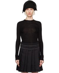 OPEN YY - T-Shirt À Manches Longues Noir En Tricot Côtelé À Image De Boucle - Lyst