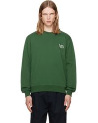 A.P.C. - Pull Molletonné Vert À Logo Rue Madame - Lyst