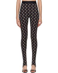Marine Serre - Legging Noir En Jersey De Nylon Recyclé À Sous-Pieds Et À Motif À Logos - Lyst
