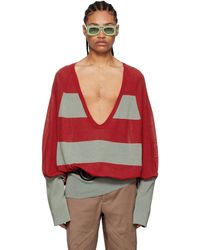 Kiko Kostadinov Red Delva Body Intarsia Knit Sweater for Men | Lyst