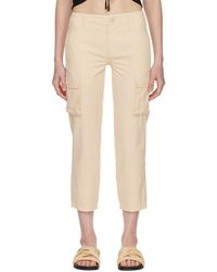 FRAME - Beige Cotton Trousers - Lyst