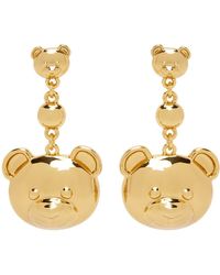 Moschino - Gold Teddy Bear Drop Earrings - Lyst