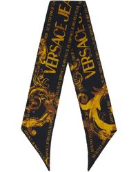Versace - Black & Gold Watercolor Couture Scarf - Lyst
