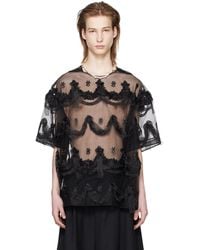Simone Rocha - T-shirt noir à volants et à motif fleuri brodé - Lyst