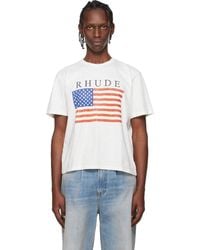 Rhude - Off- Usa Flag Slub T-Shirt - Lyst
