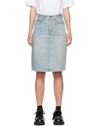 we11done - Washed Denim Midi Skirt - Lyst