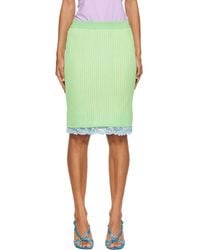 Versace - Lace-Trim Viscose-Blend Ribbed Knit Midi Skirt - Lyst