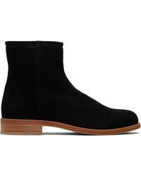 Common Projects - Bottes Noires En Suède Ciré À Glissière - Lyst