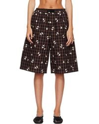 Ganni - Printed Check Shorts - Lyst