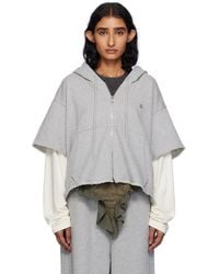 Pushbutton - Raw Edge Zip-Up Hoodie - Lyst