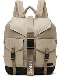 Ganni - Taupe Tech Backpack - Lyst