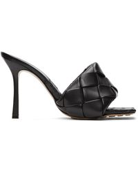 Bottega Veneta - Black Intrecciato Lido Heeled Sandals - Lyst
