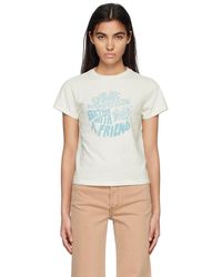 RE/DONE - T-shirt 'save water' blanc cassé - Lyst