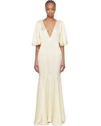 Bode - Off- Satin Claret Maxi Dress - Lyst