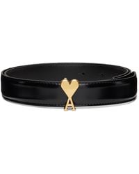 Ami Paris - Cow Leather Ami De Coeur Buckle Belt - Lyst
