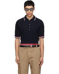 Thom Browne - Float Ripple Stitch Rwb Stripe Polo - Lyst